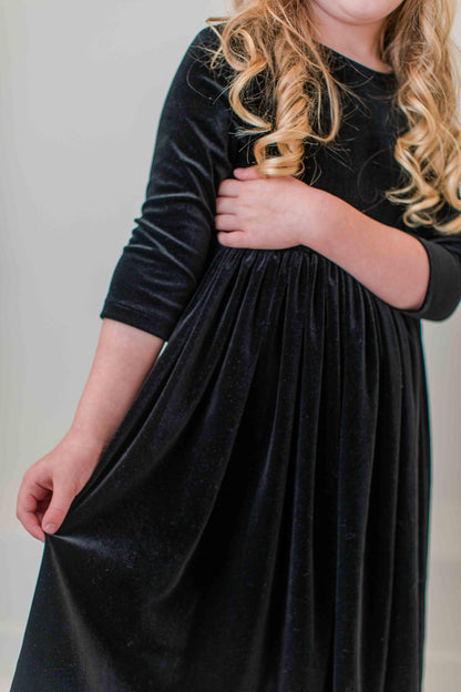 SALE Black Velvet Twirl Dress