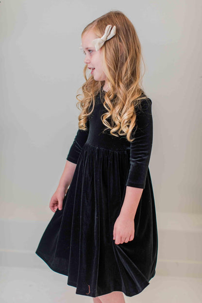SALE Black Velvet Twirl Dress