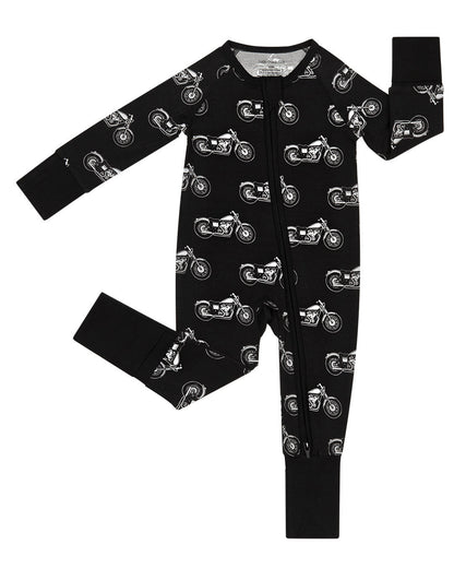 Bamboo Zip Romper | Born to Ride Black
