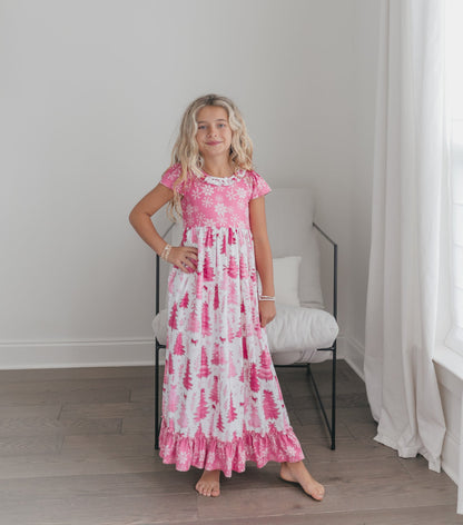 Bright Pink Tree Lounge Gown