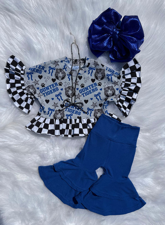 Cobalt Blue Double Bell Bottoms