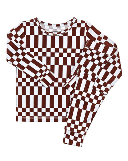 Bamboo Two Piece Set | Chocolate Checkered
