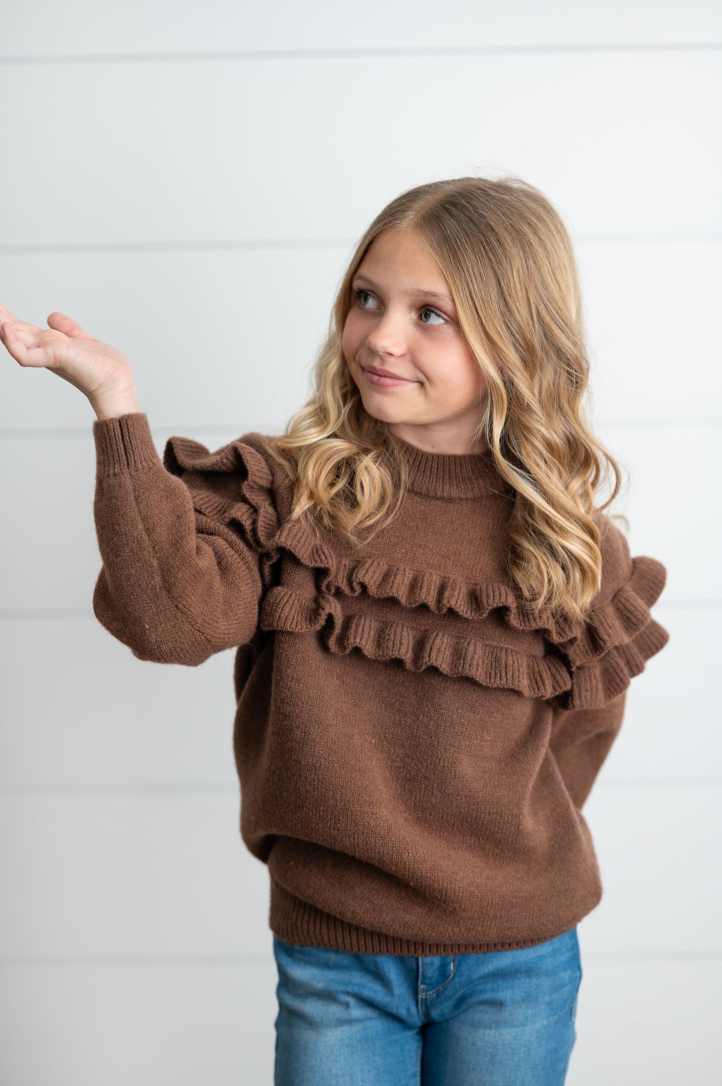 Chocolate Ruffle Sweater