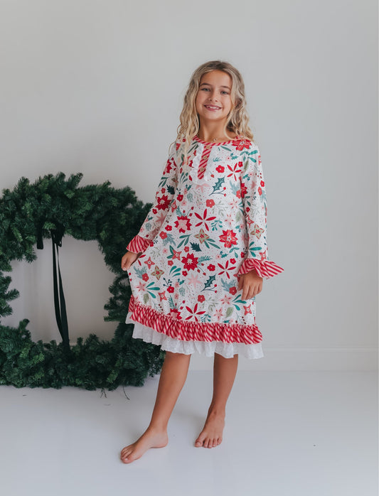 Christmas Flower Lounge Gown