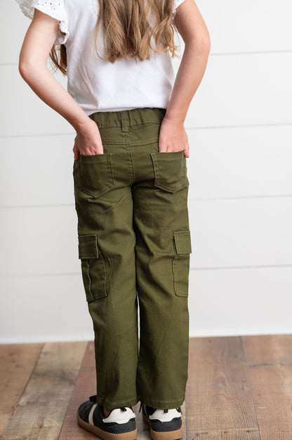 Olive Green Cargo Denim Pants