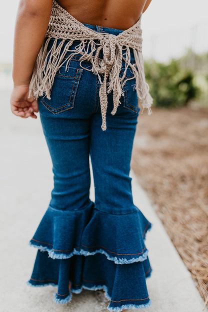 Denim Double Ruffle Pant