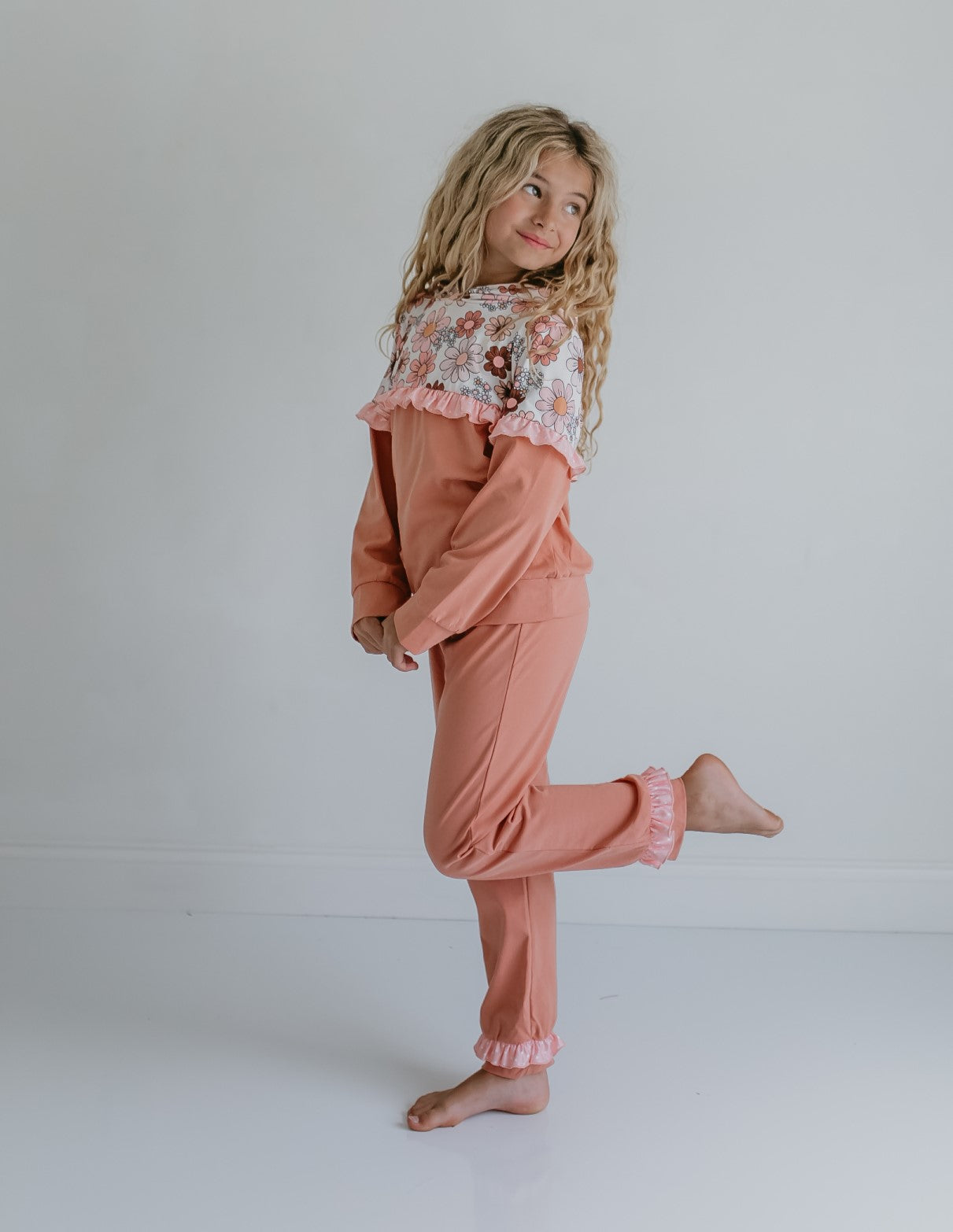 Desert Tan Retro Flower Hooded Set