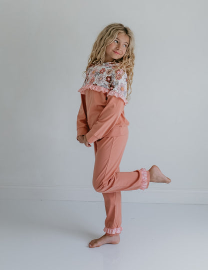 Desert Tan Retro Flower Hooded Set