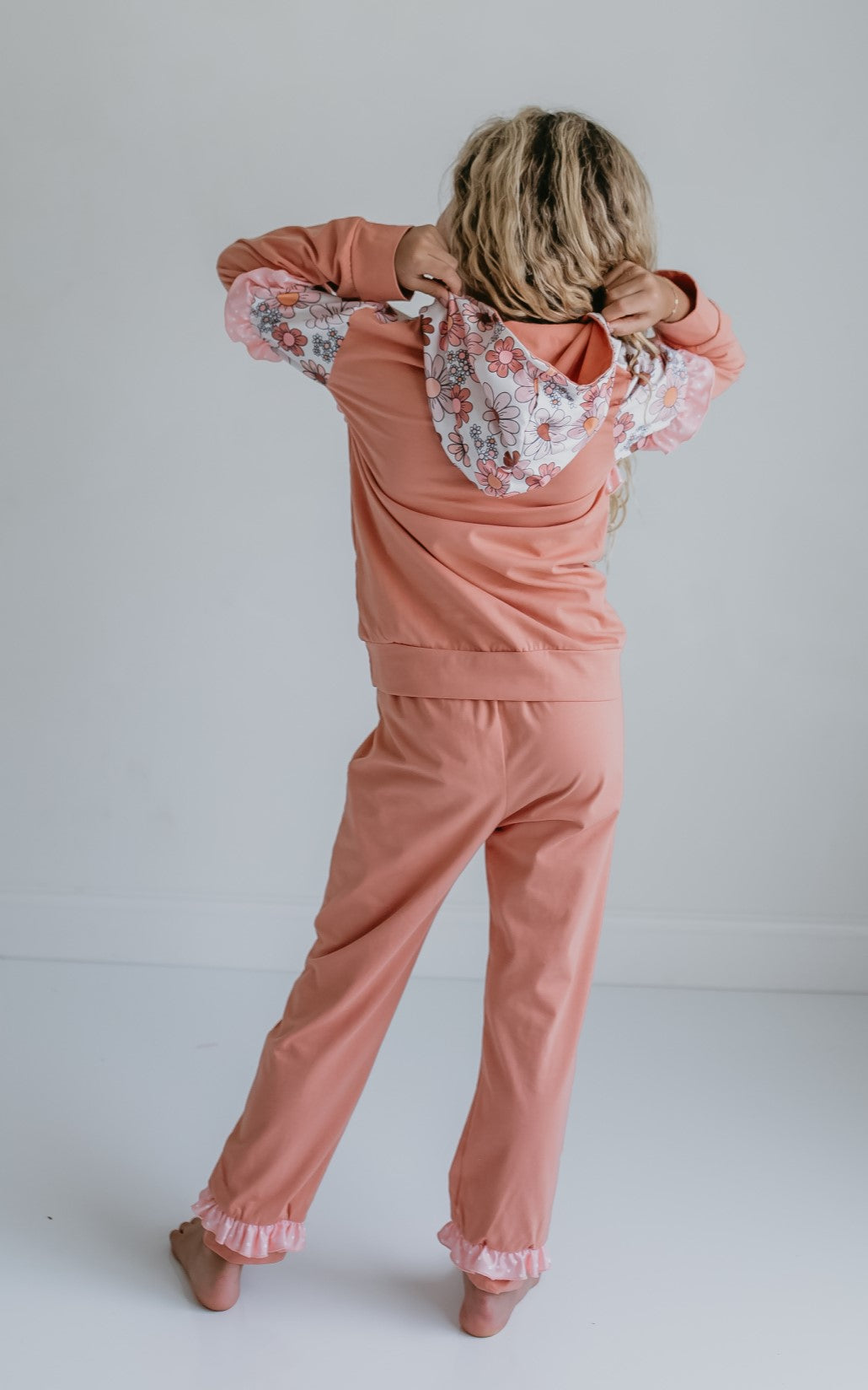 Desert Tan Retro Flower Hooded Set