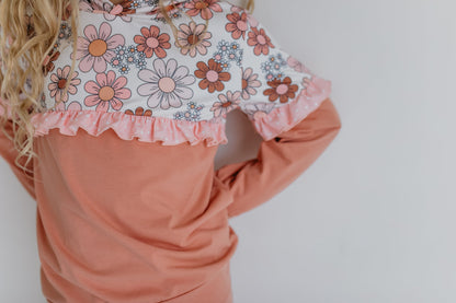 Desert Tan Retro Flower Hooded Set