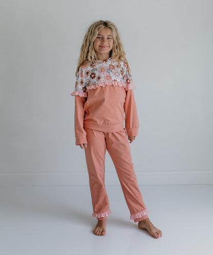 Desert Tan Retro Flower Hooded Set