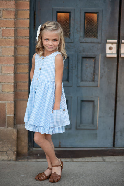 Blue Check Gingham Dress