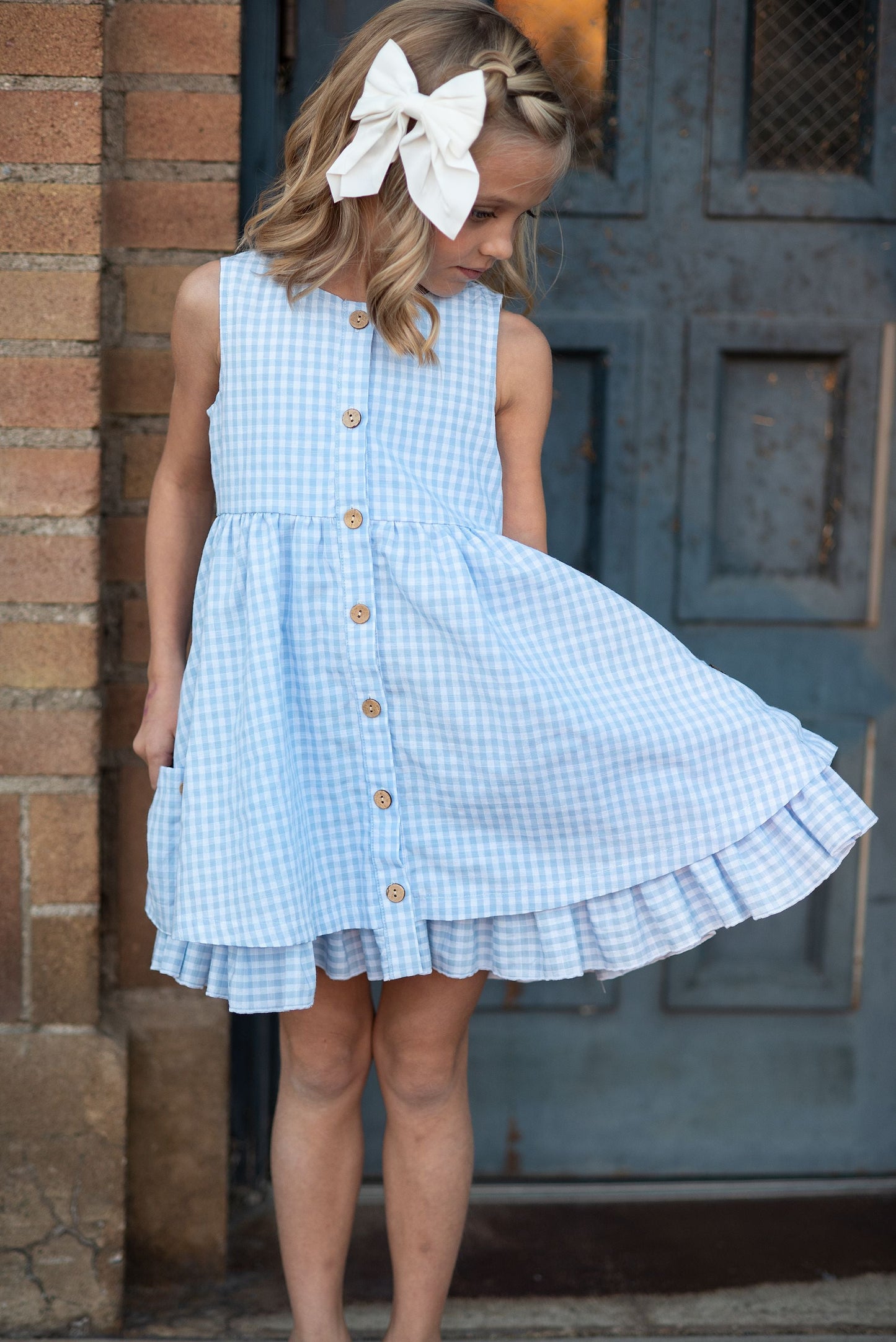 Blue Check Gingham Dress
