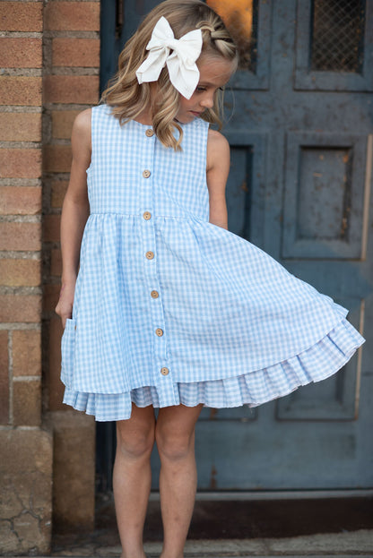 Blue Check Gingham Dress