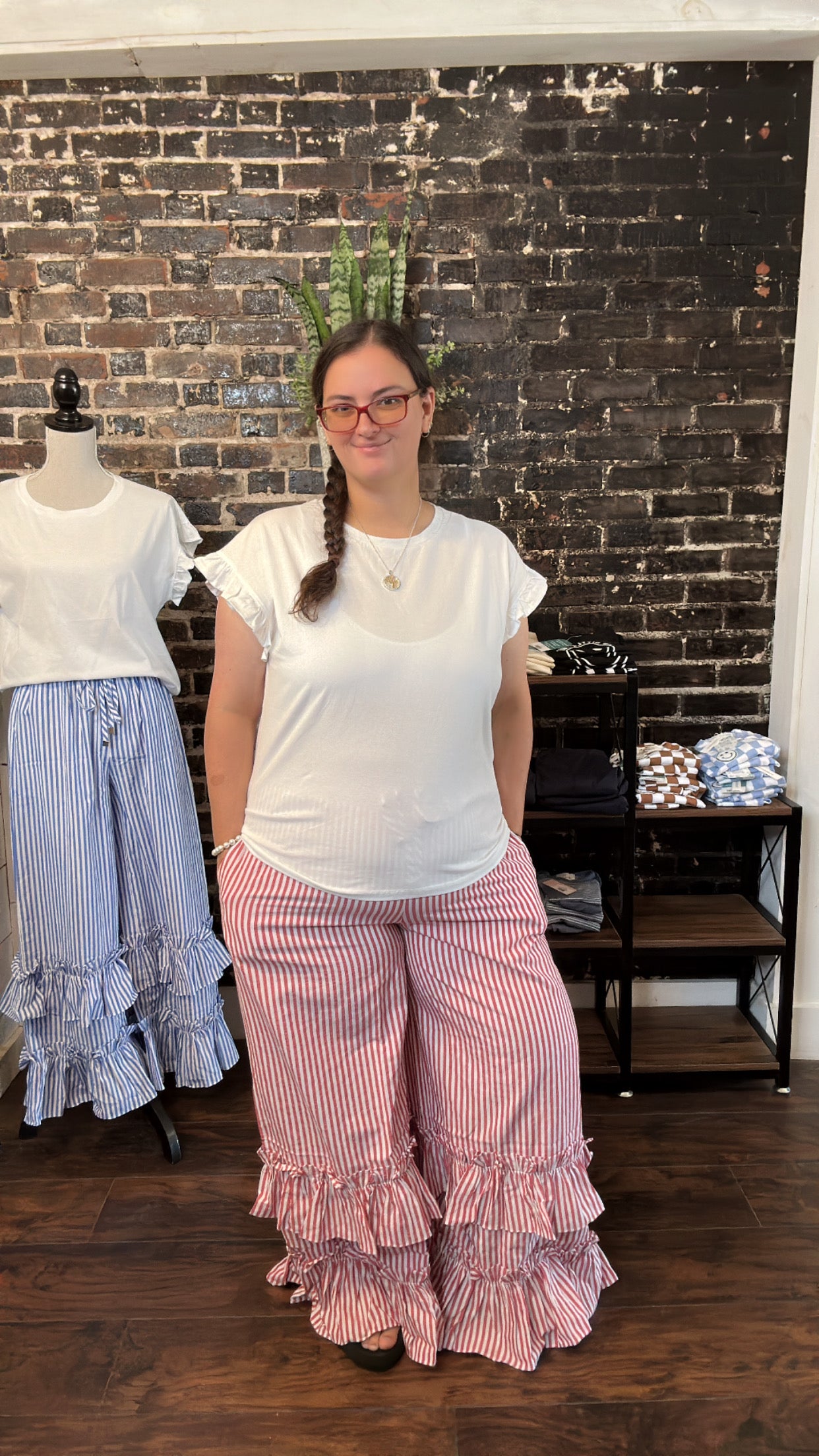 Plus Striped Pull-on Maxi Pants