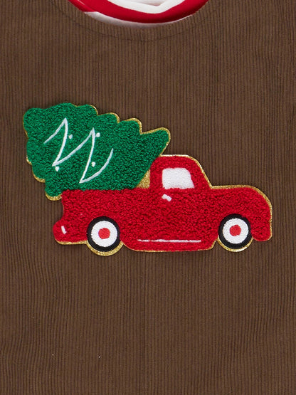 Farmhouse Striped Holiday Truck Romper Set