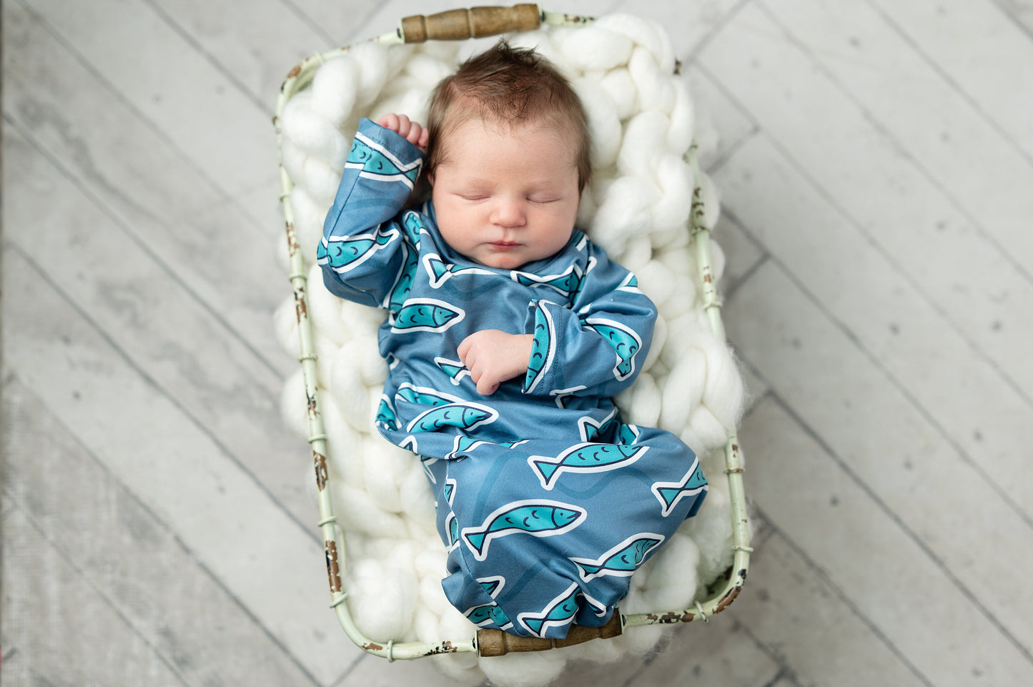 Blue Fish Baby Gown