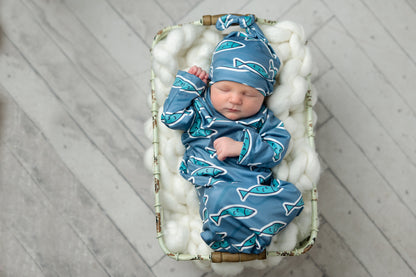Blue Fish Baby Gown