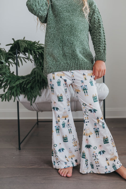 Green Chenille Nutcracker Bell Pant Set