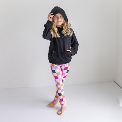 Dark Gray Check Hoodie Set