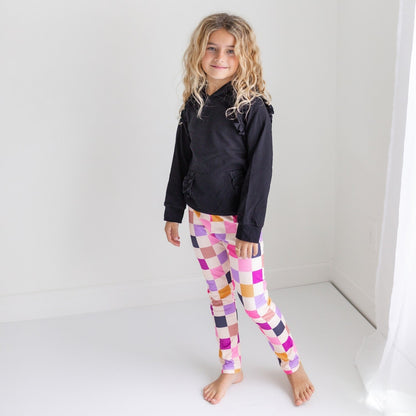 Dark Gray Check Hoodie Set