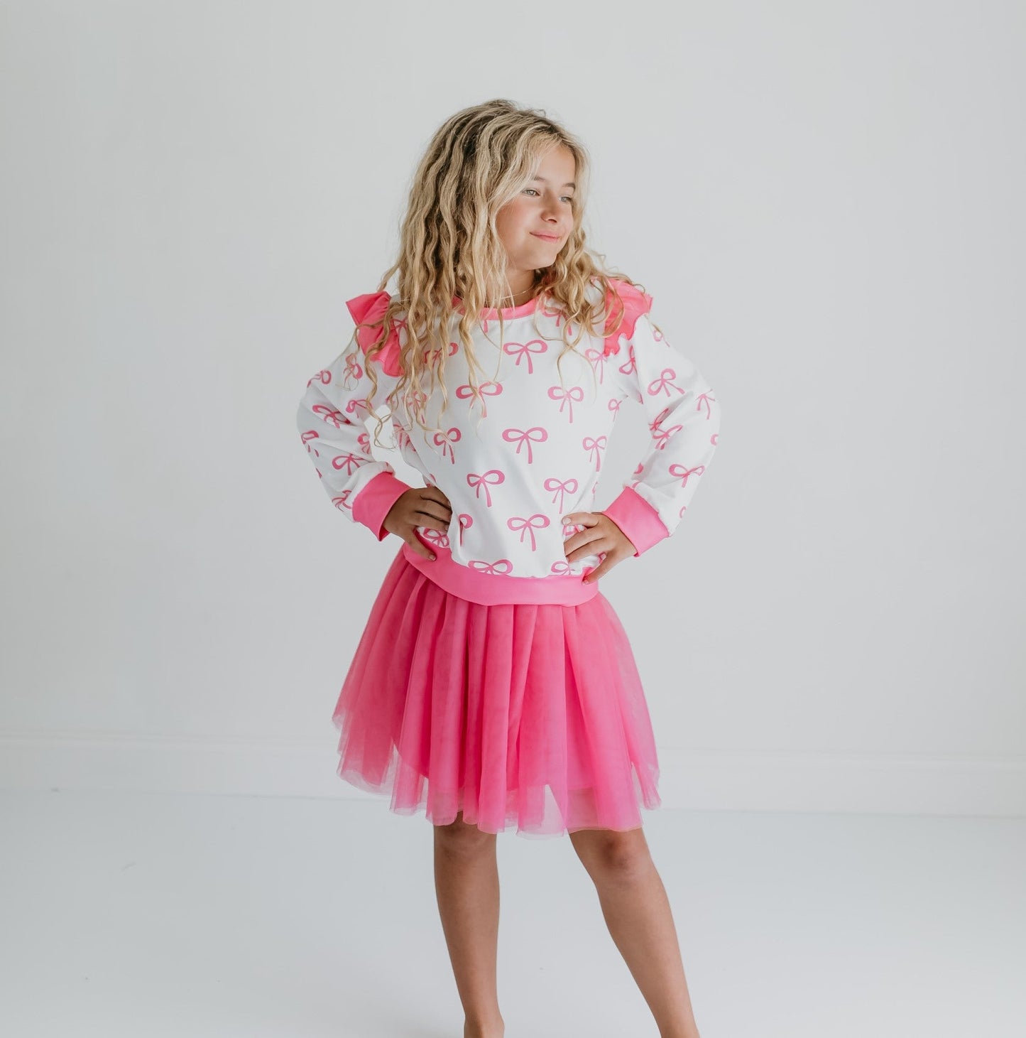 Hot Pink Bow Skirt Set