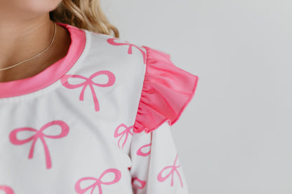 Hot Pink Bow Skirt Set