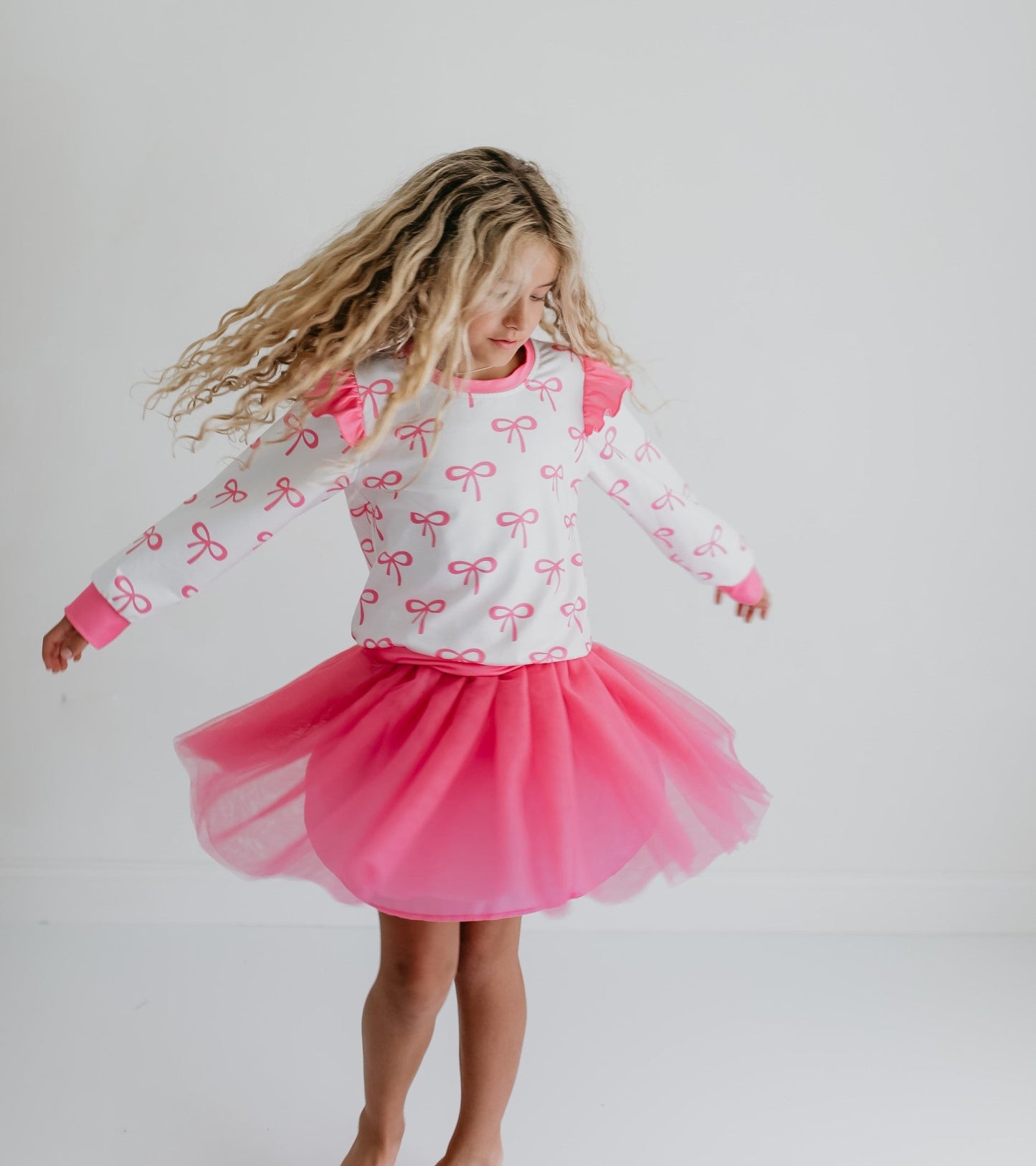Hot Pink Bow Skirt Set