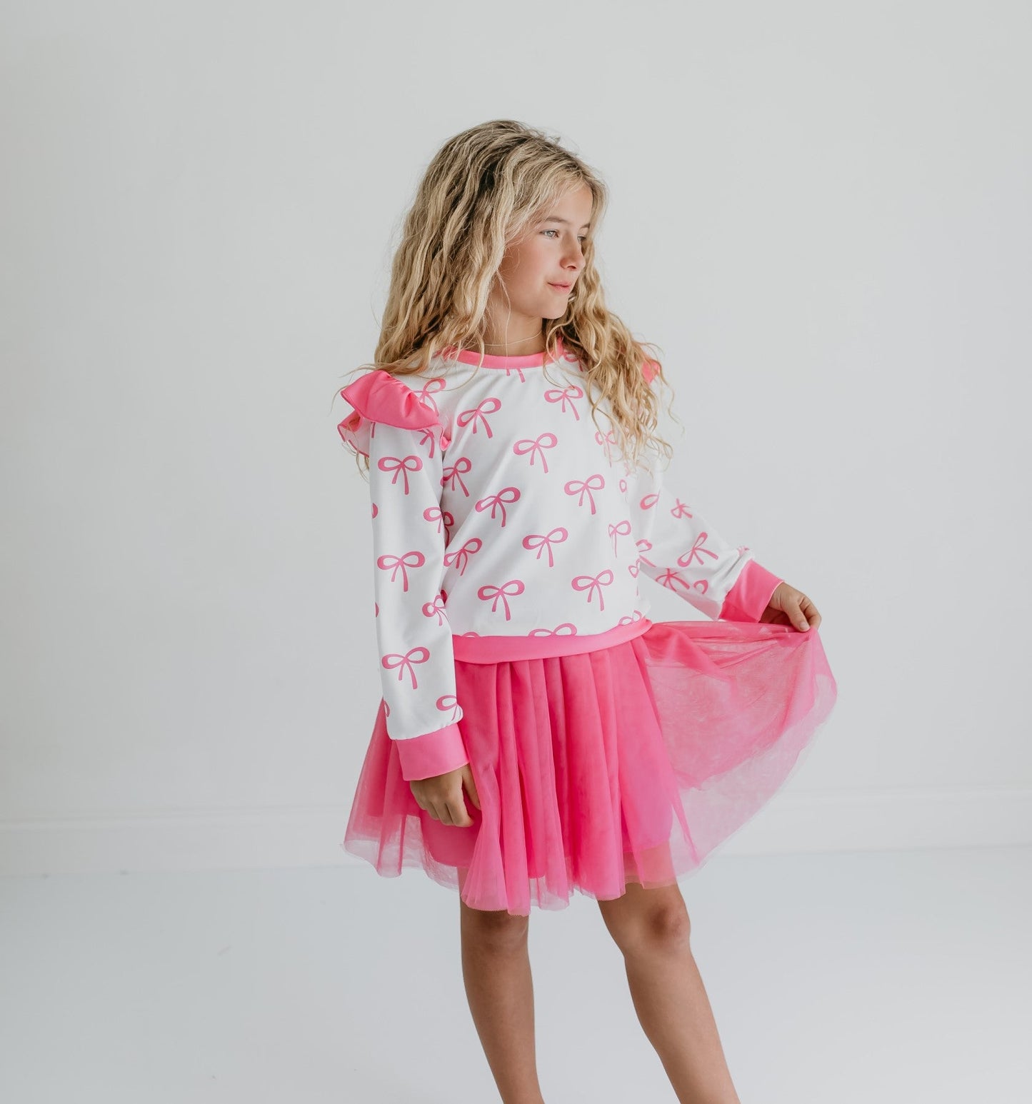 Hot Pink Bow Skirt Set