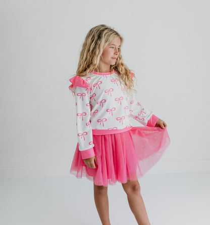 Hot Pink Bow Skirt Set