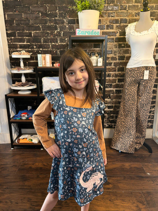 Dino Petal Embroidered Ruffle Dress