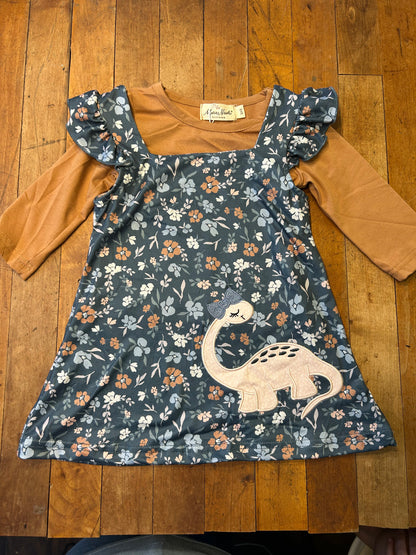 Dino Petal Embroidered Ruffle Dress