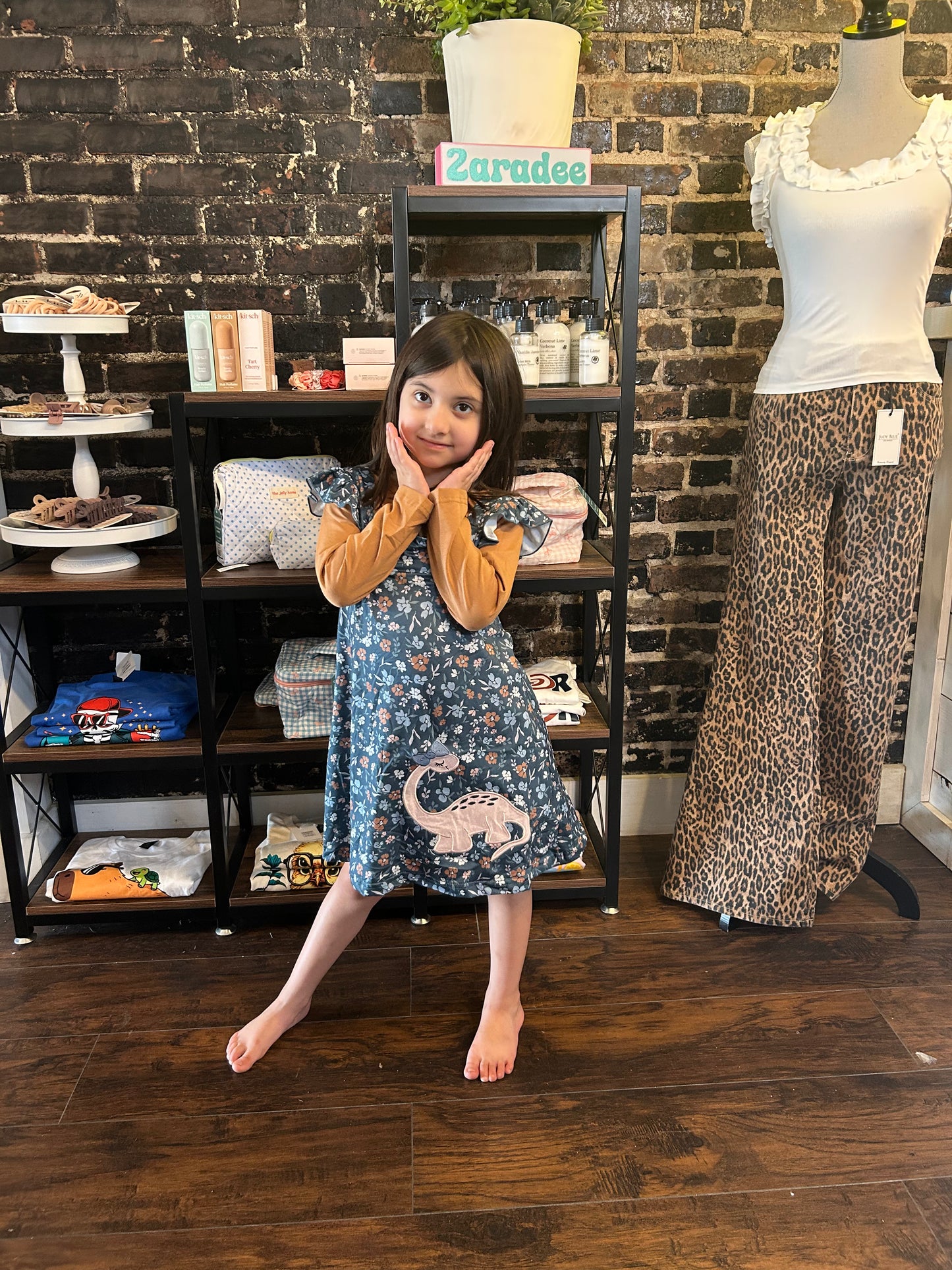 Dino Petal Embroidered Ruffle Dress