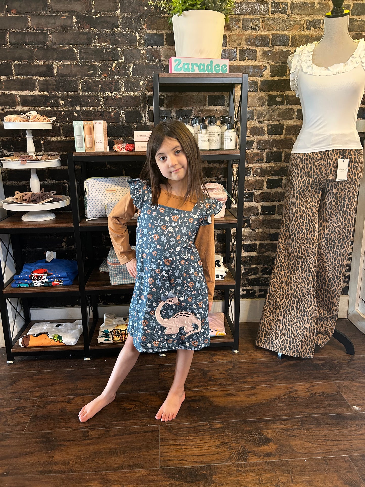 Dino Petal Embroidered Ruffle Dress