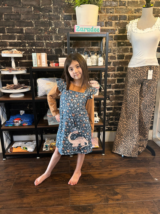 Dino Petal Embroidered Ruffle Dress