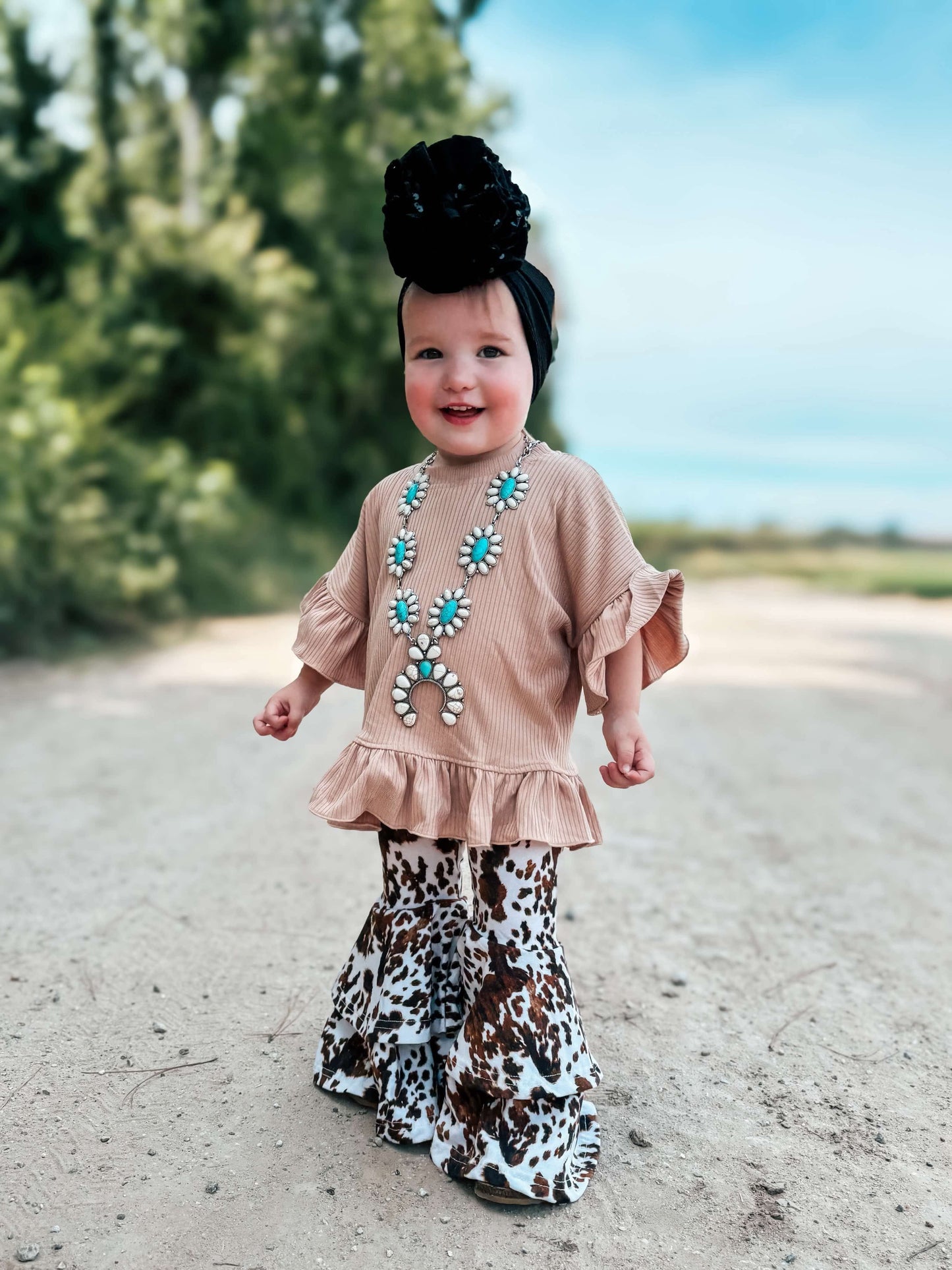 Brown cow double bell bottoms