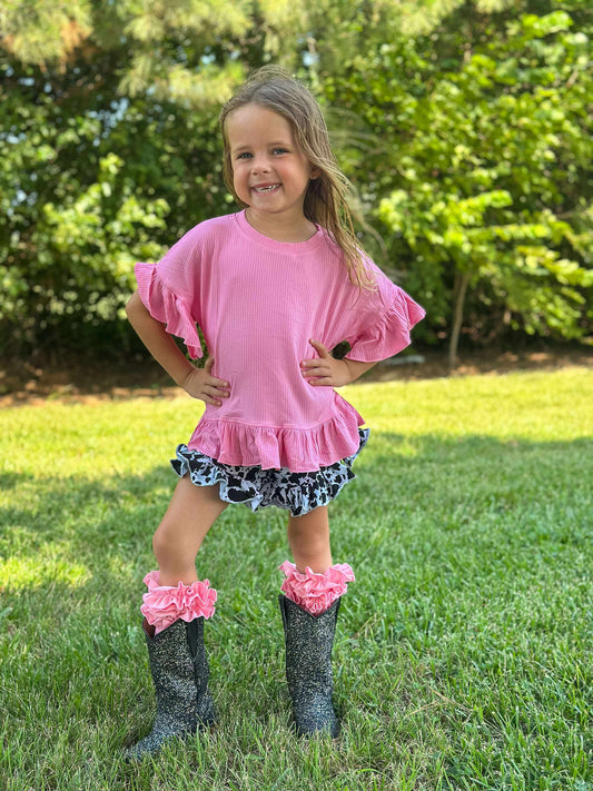 Bubblegum pink ruffle top