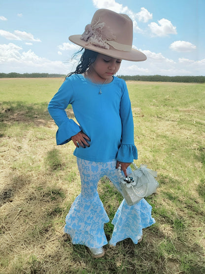 Blue Bow Double Bell Bottoms