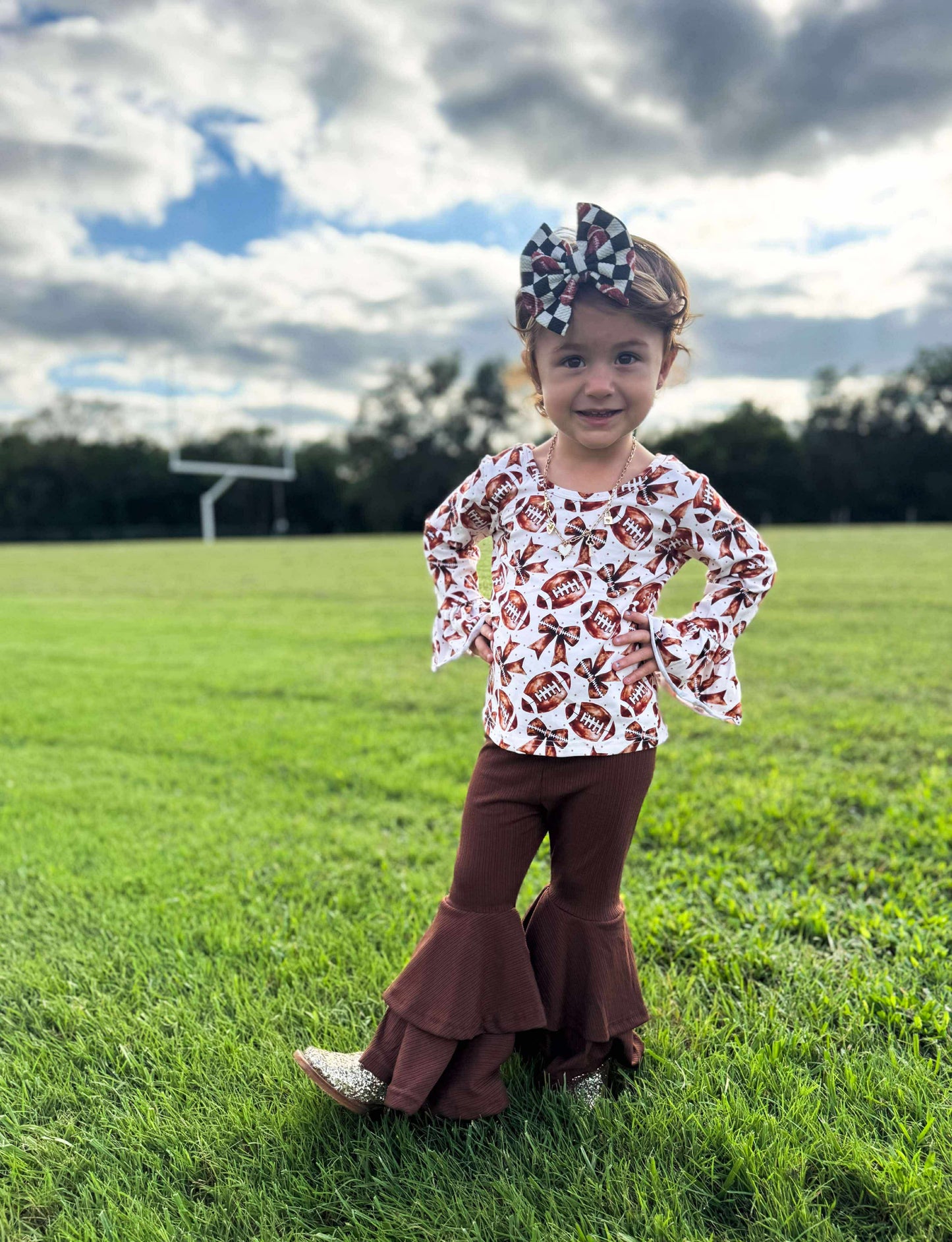 Quarterback Cutie Ruffled Sleeve Top