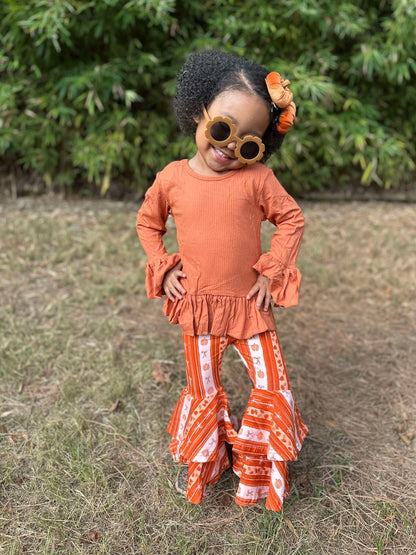 Pumpkin Spice Ruffled Sleeve Top