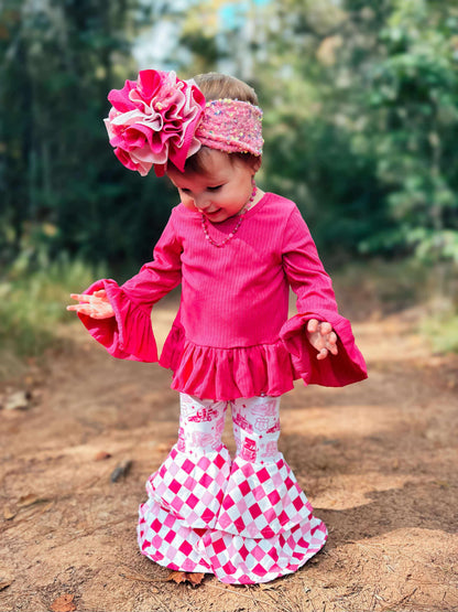 Pink Route BB Double Bell Bottoms