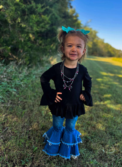 Back in Black ruffle top