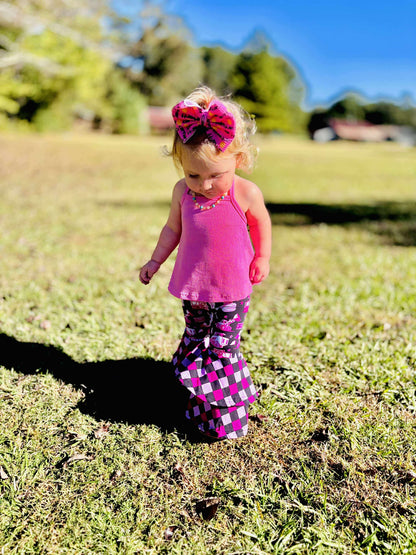 Pink Under Construction Double Bell Bottoms