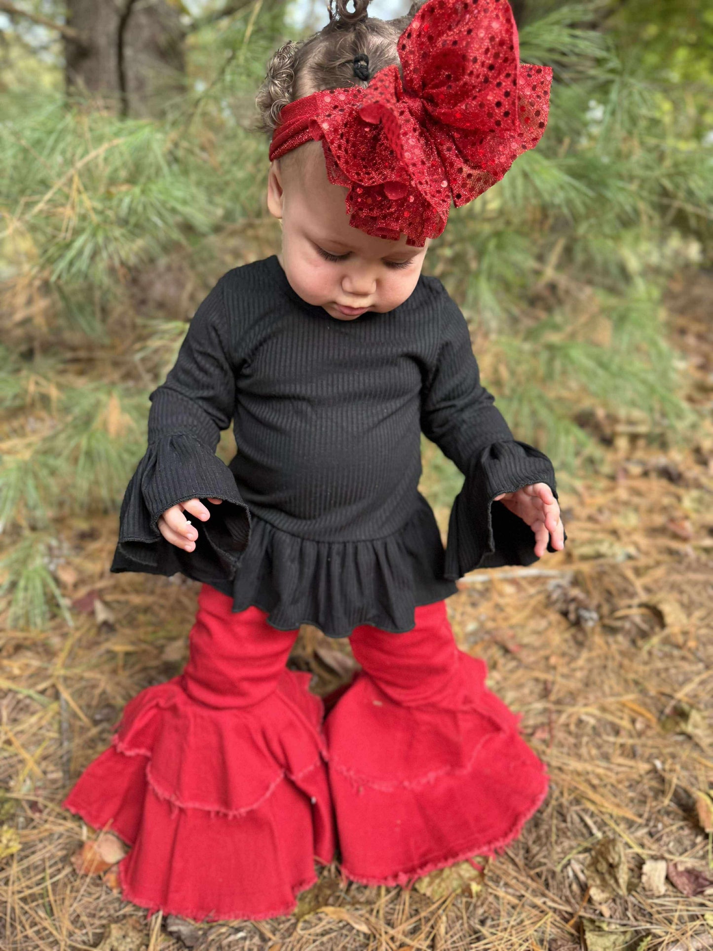 Midnight Edge Ruffled Sleeve Top