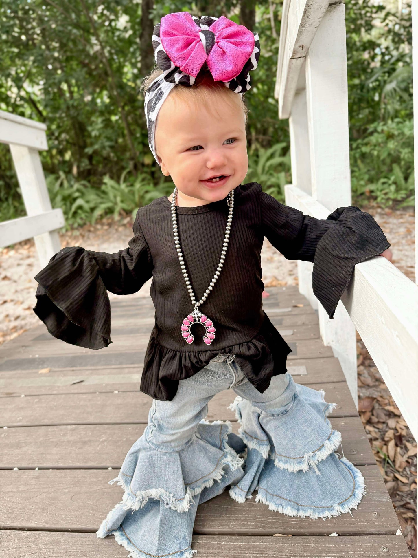 Midnight Edge Ruffled Sleeve Top