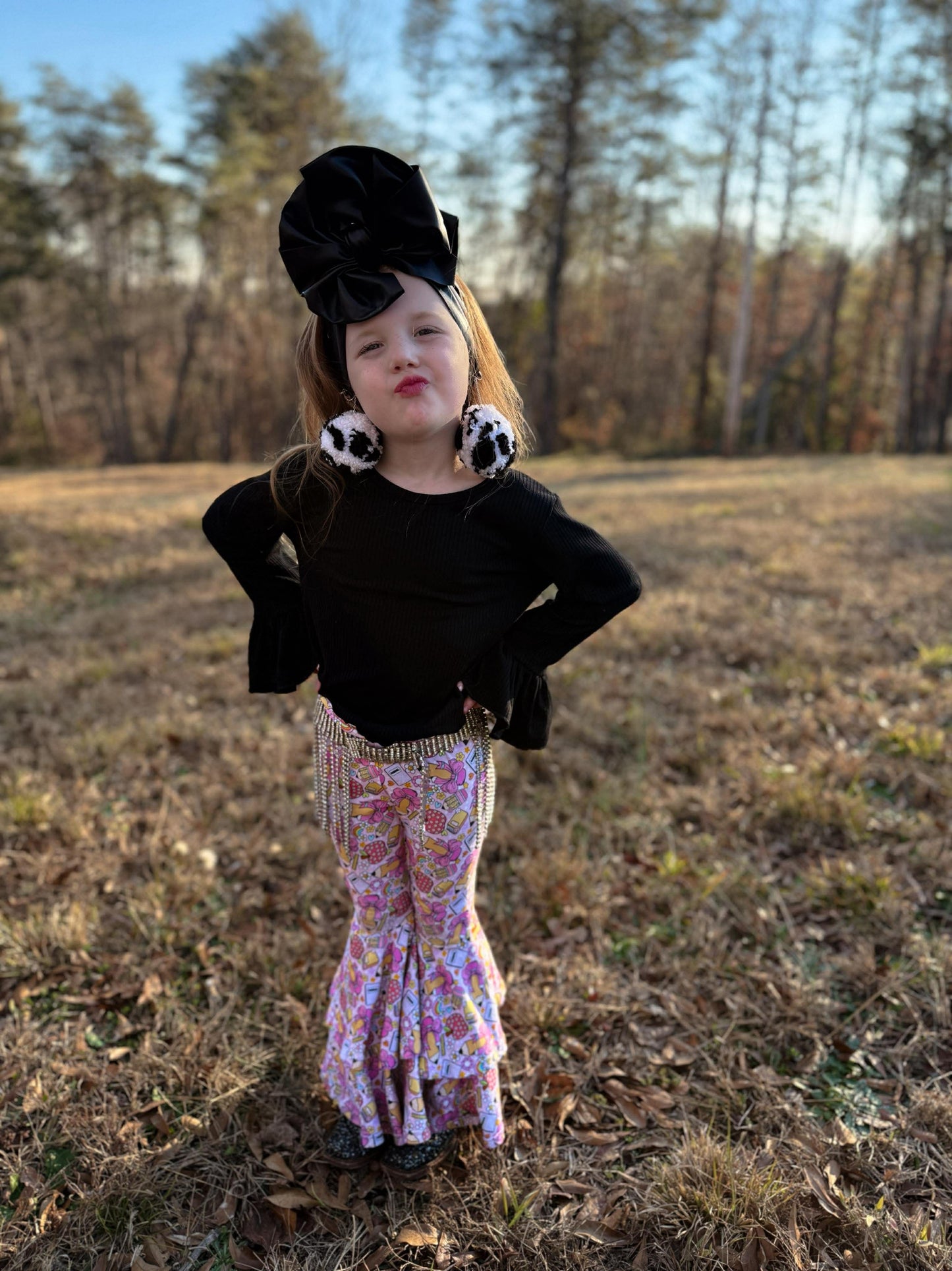 Midnight Edge Ruffled Sleeve Top