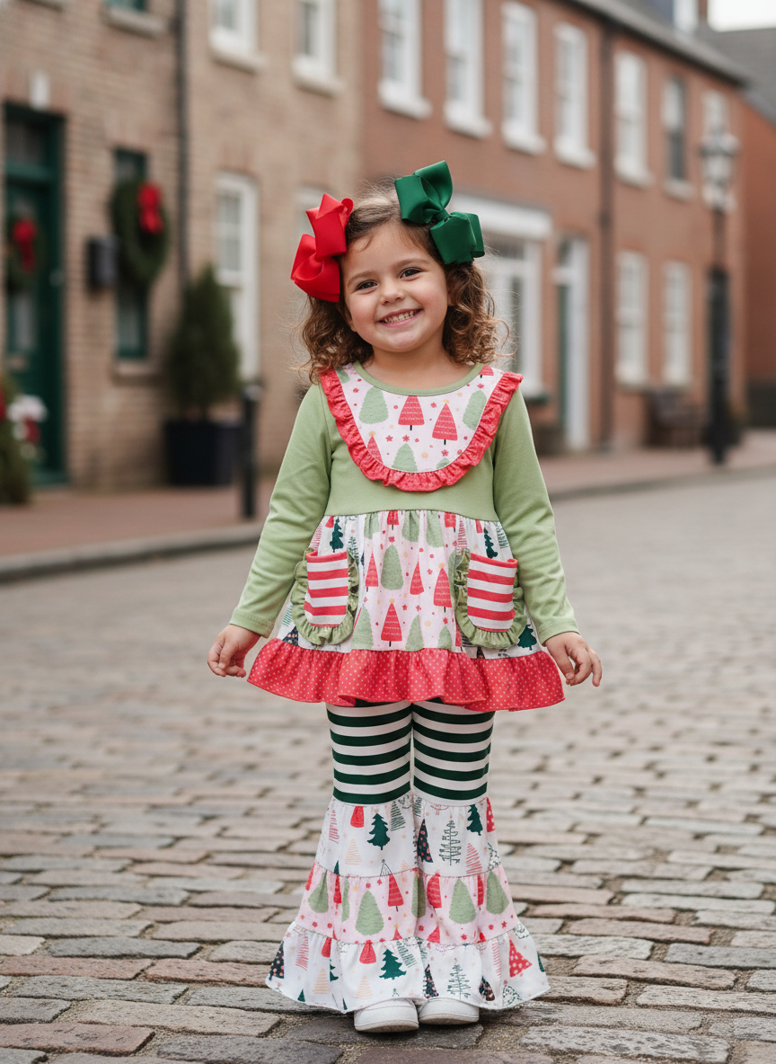 Holiday Evergreens Pocket Flare Bells Outfit
