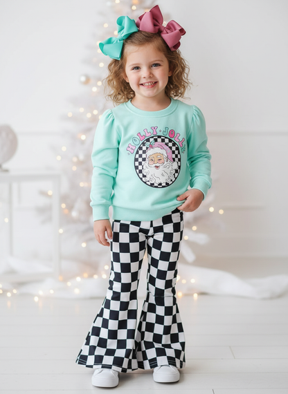 Santa Checkers Bell Bottoms Outfit