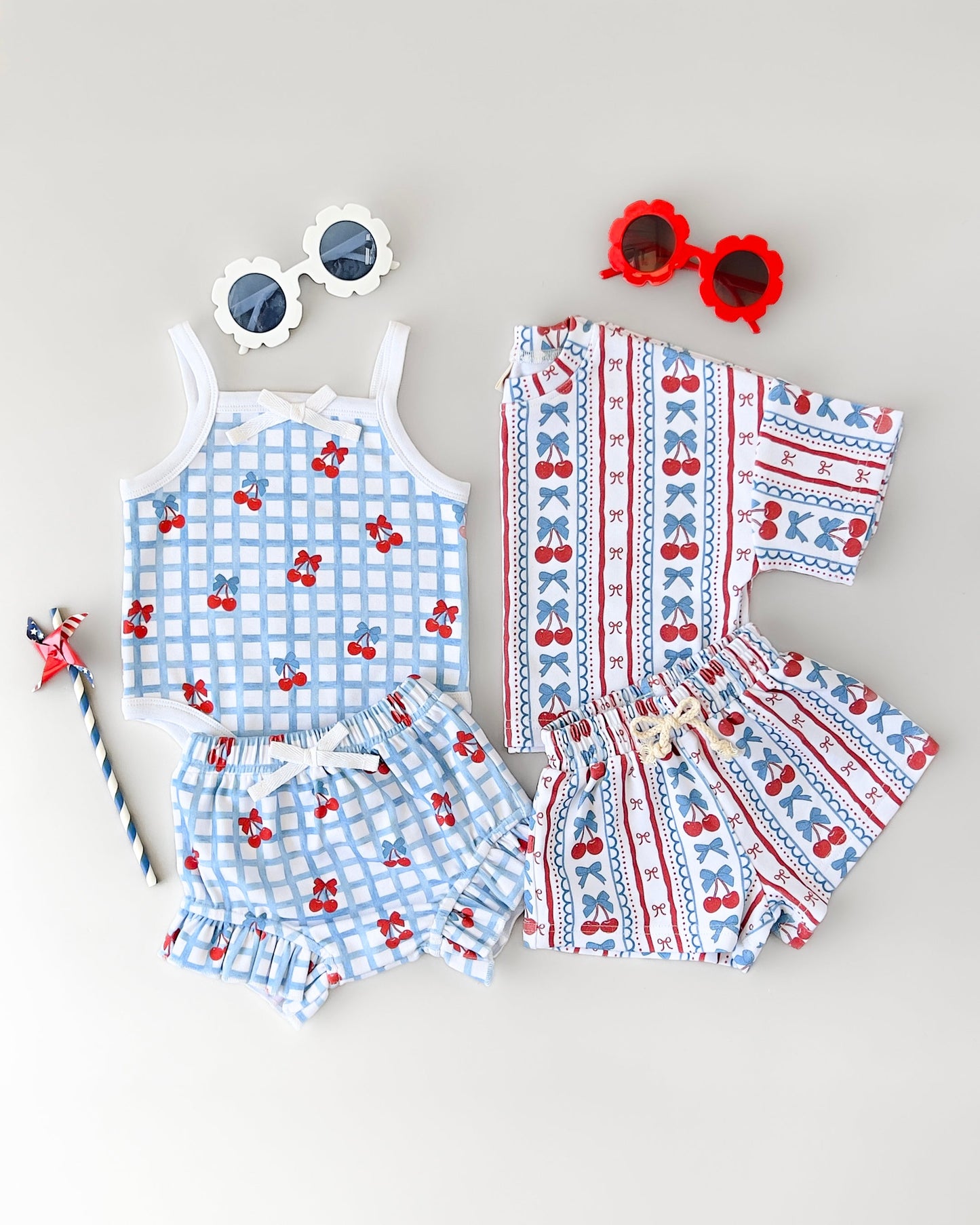 Shorts Set | Cherries & Stripes