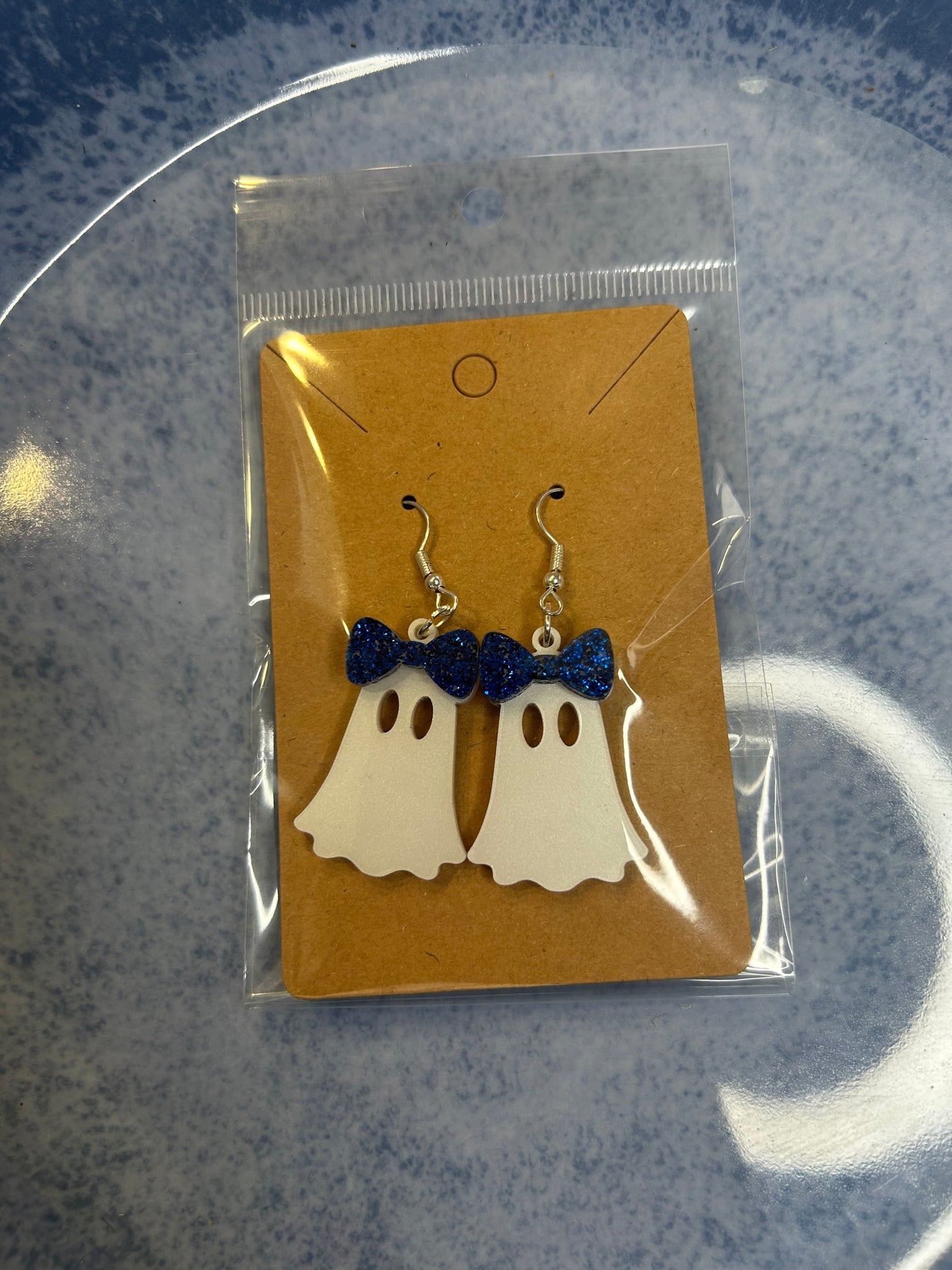 Ghost with Bow Dangle Earrings